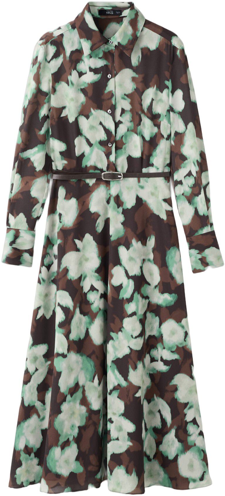 Printed shirt dress with belt