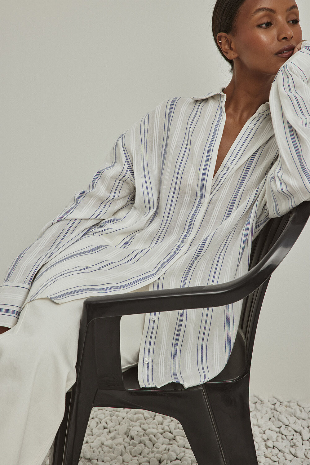 Oversized Striped LS Shirt
