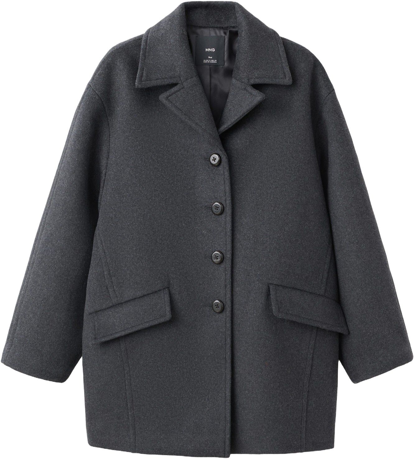 Wool-blend coat with button fasteni