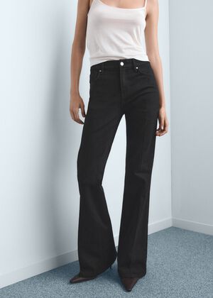 Violet flared high-rise jeans