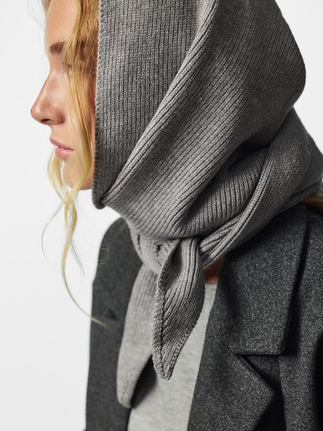 PCKOMMA RIB BIG TRIANGLE SCARF NOOS