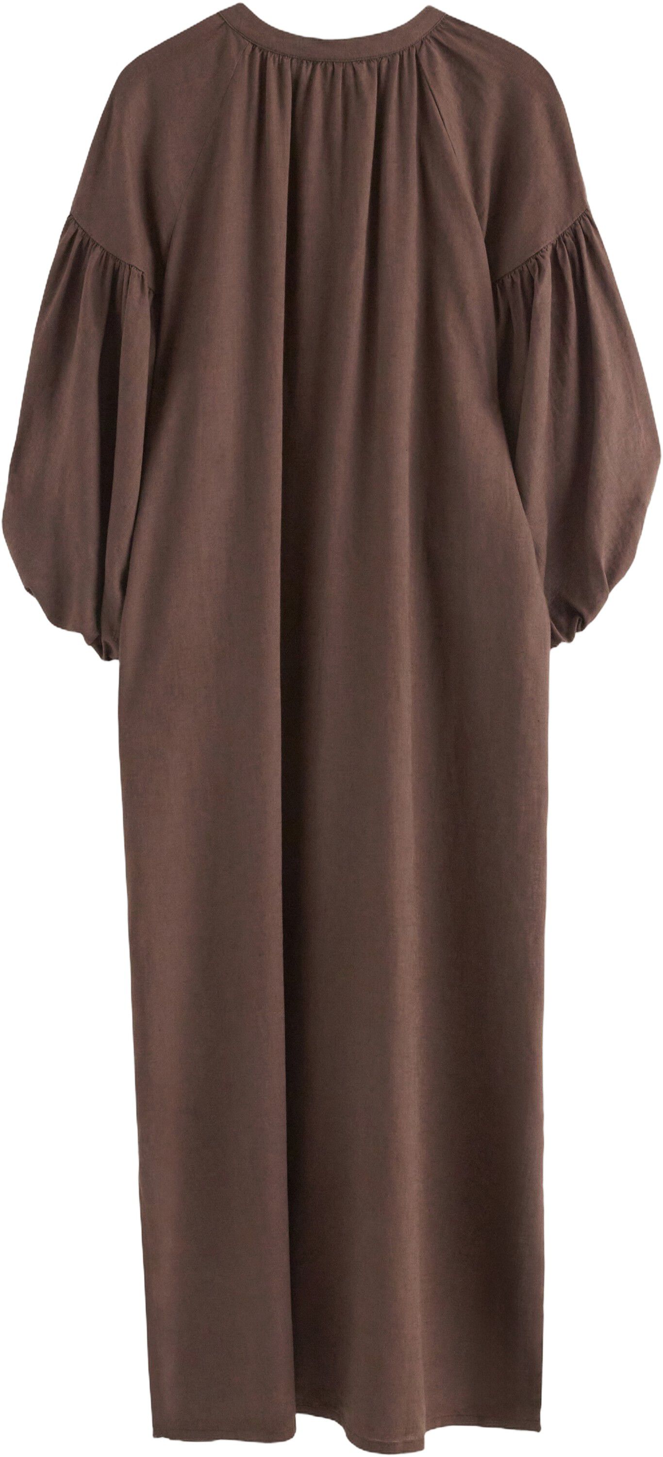 Midi dress with short puff sleeves