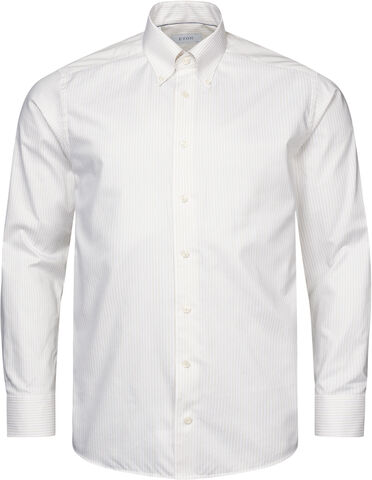 Contemporary Fit Beige Bengal Striped Signature Oxford Shirt