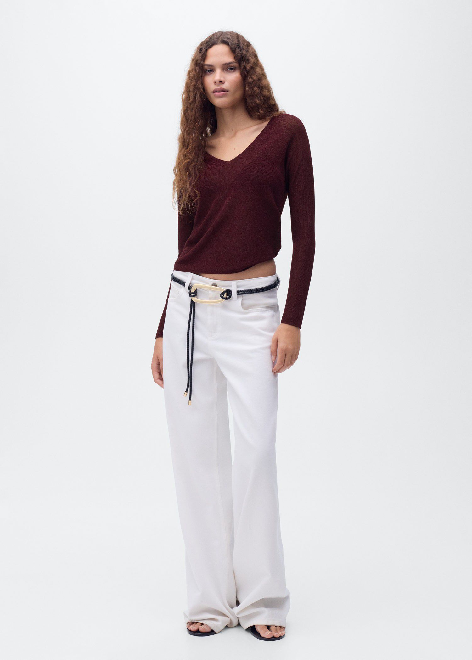 V-neck lurex sweater