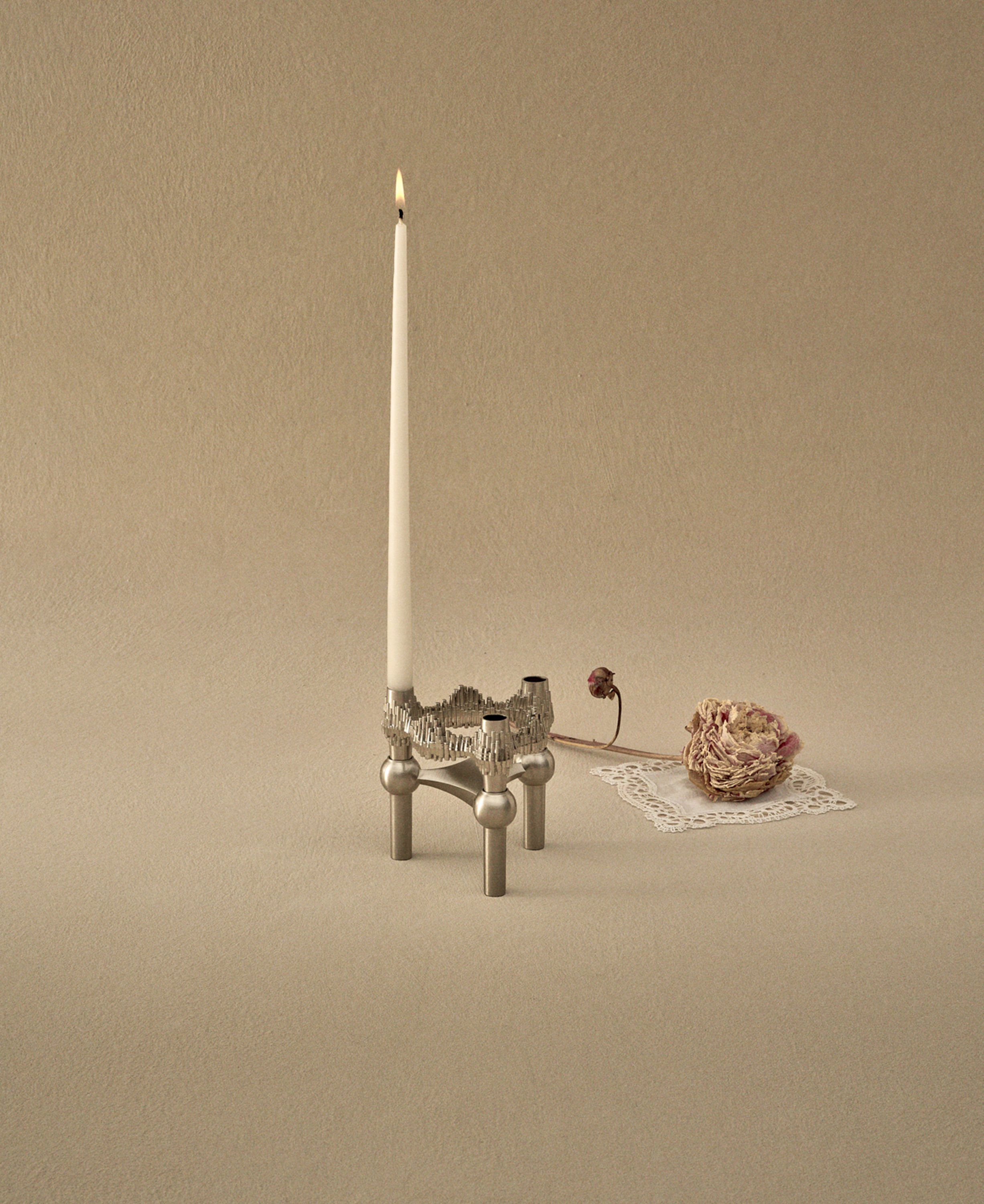 Quist candle holder - brushed chrome