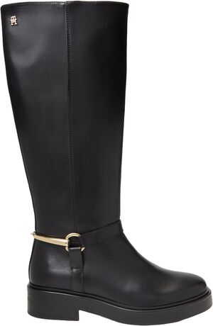 Gold-Tone Hardware Leather Riding Boots