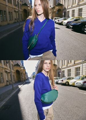 V-neck knit sweater