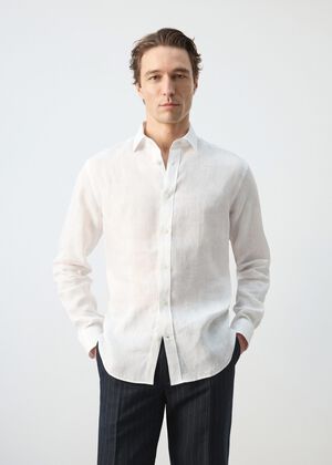 Regular-fit 100% linen shirt