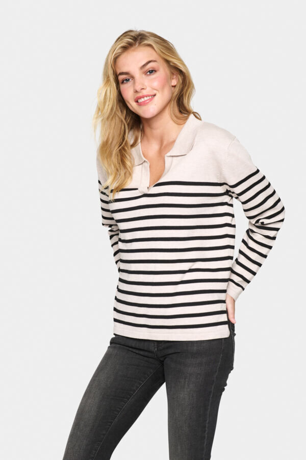 MilaSZ Striped Polo Pullover