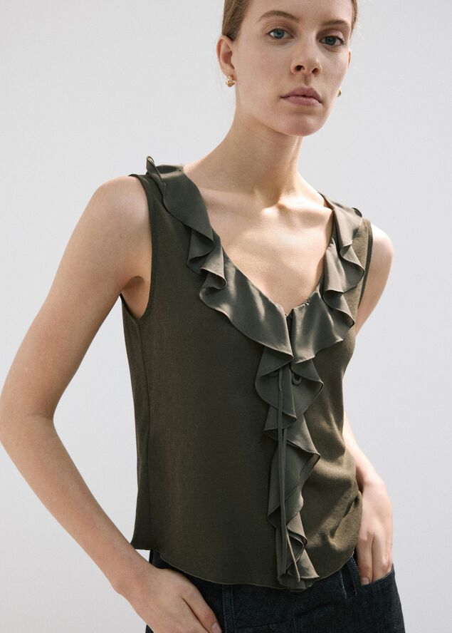 Ruffled V-neck top