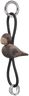 Fugl sølv nøglering med sort læder røget eg
