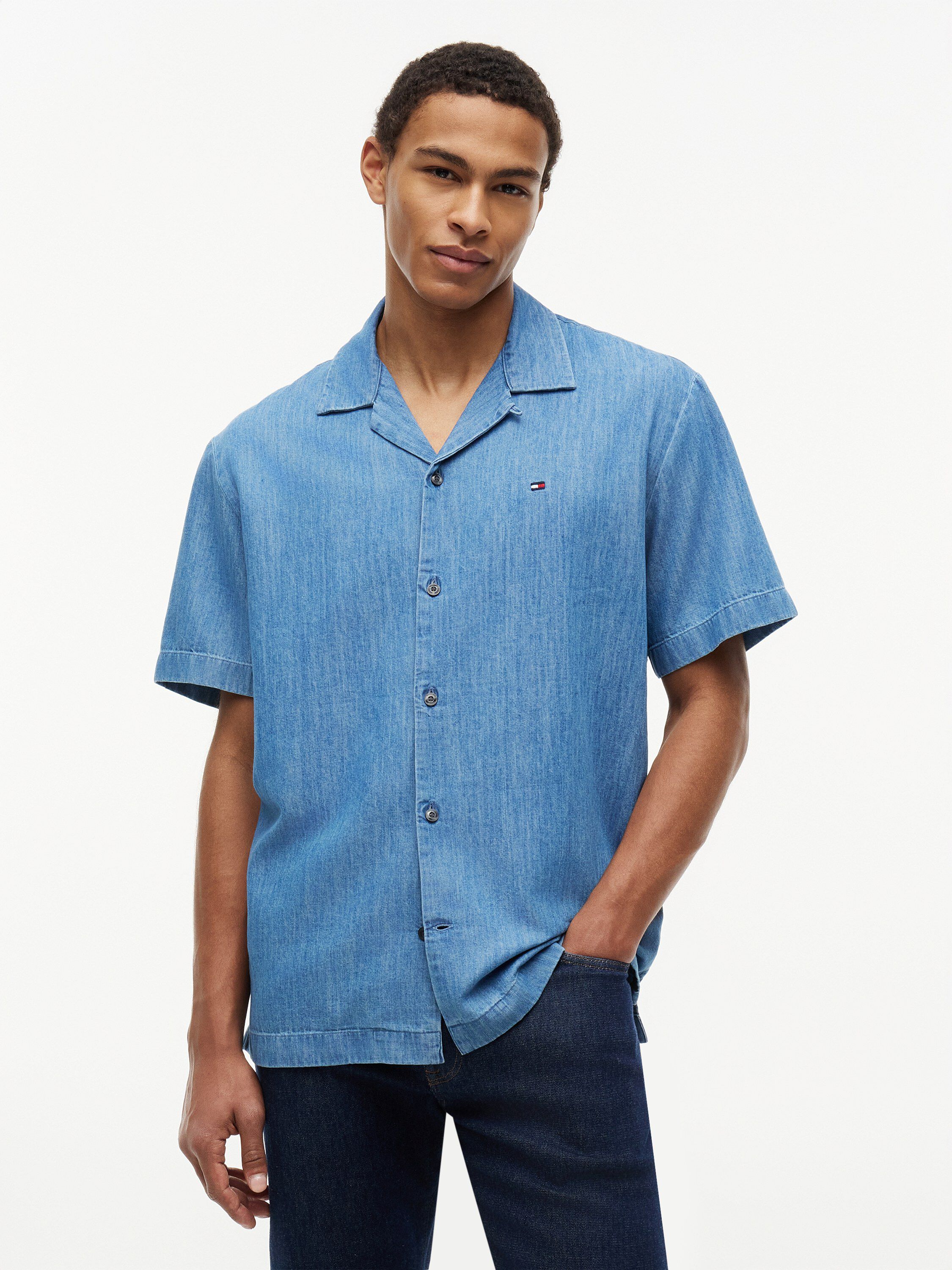 DENIM CAMP COLLAR SHIRT