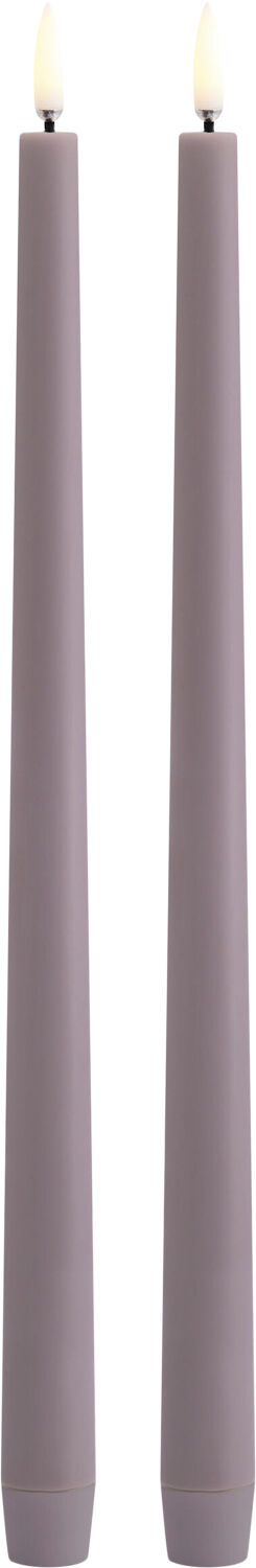 LED taper candle, Light lavender, Smooth, 2,3x32 cm / 2-pack