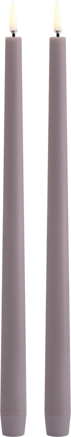 LED taper candle, Light lavender, Smooth, 2,3x32 cm / 2-pack