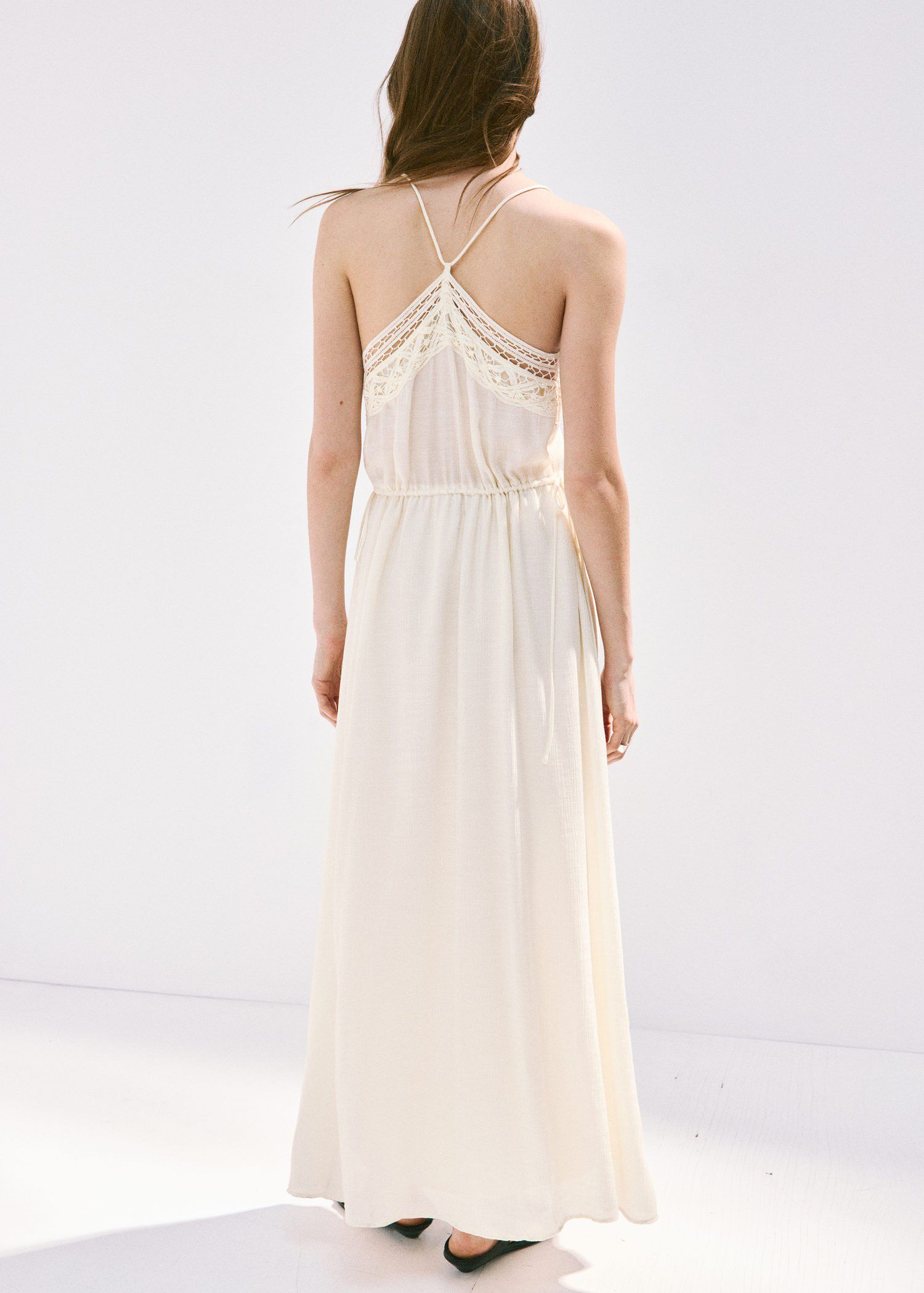 Embroidered cutwork crinkle dress