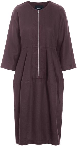 Lazy linen kjole med lynl&aring;s