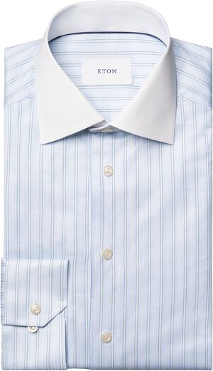 Striped White Collar Signature Twil