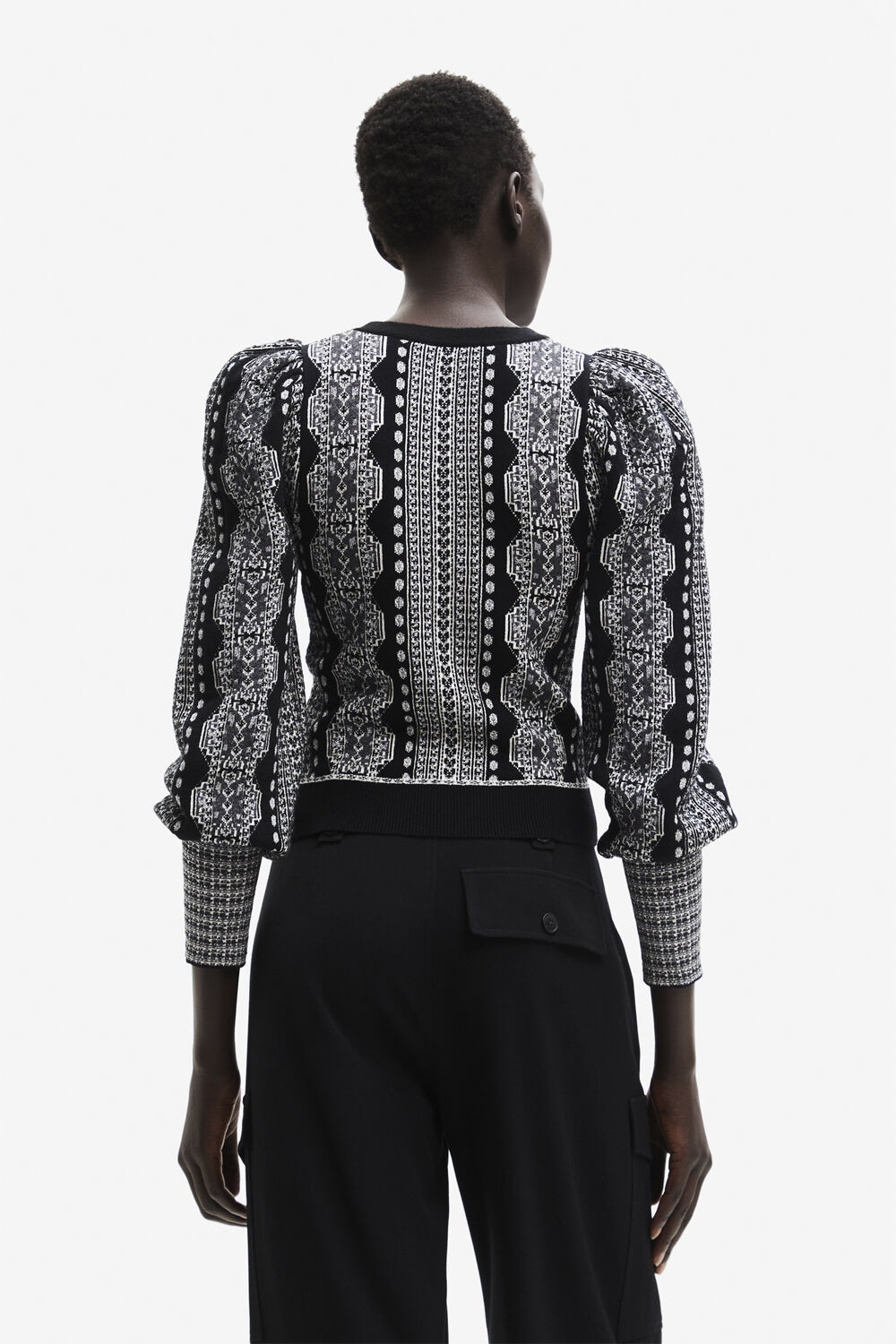 Jumper with balloon sleeves and borders