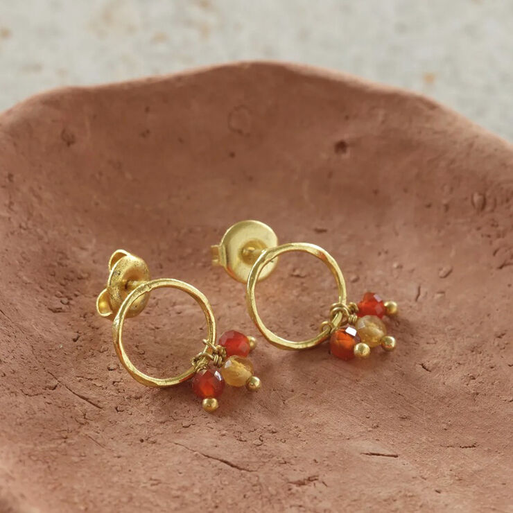 Genuine Carnelian Citrine Earrings GP