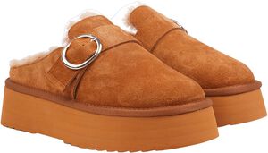 VISO - CALF SUEDE MULES WITH SHEARLING