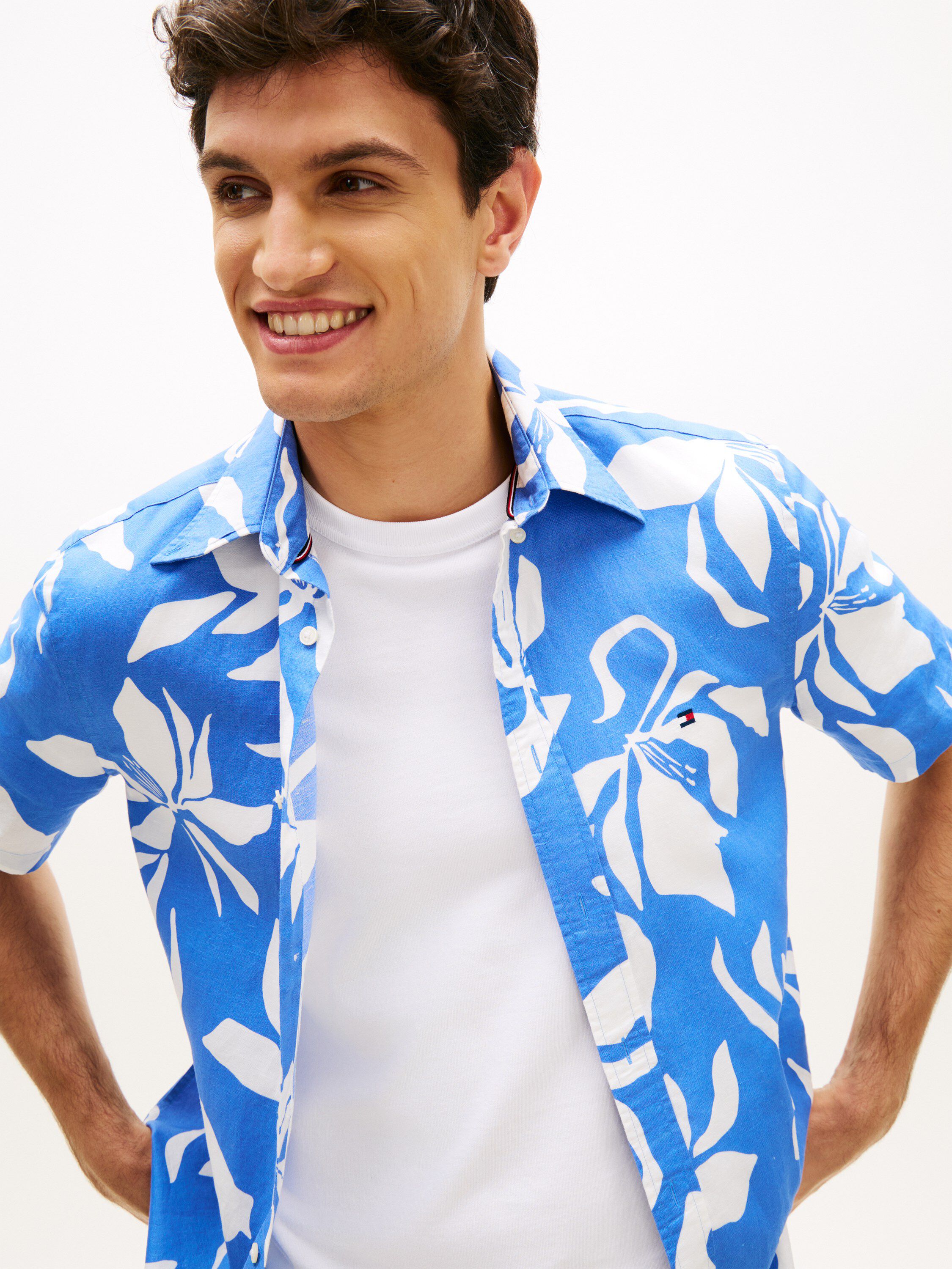 Regular Fit Linen Blend Short Sleeve Shirt