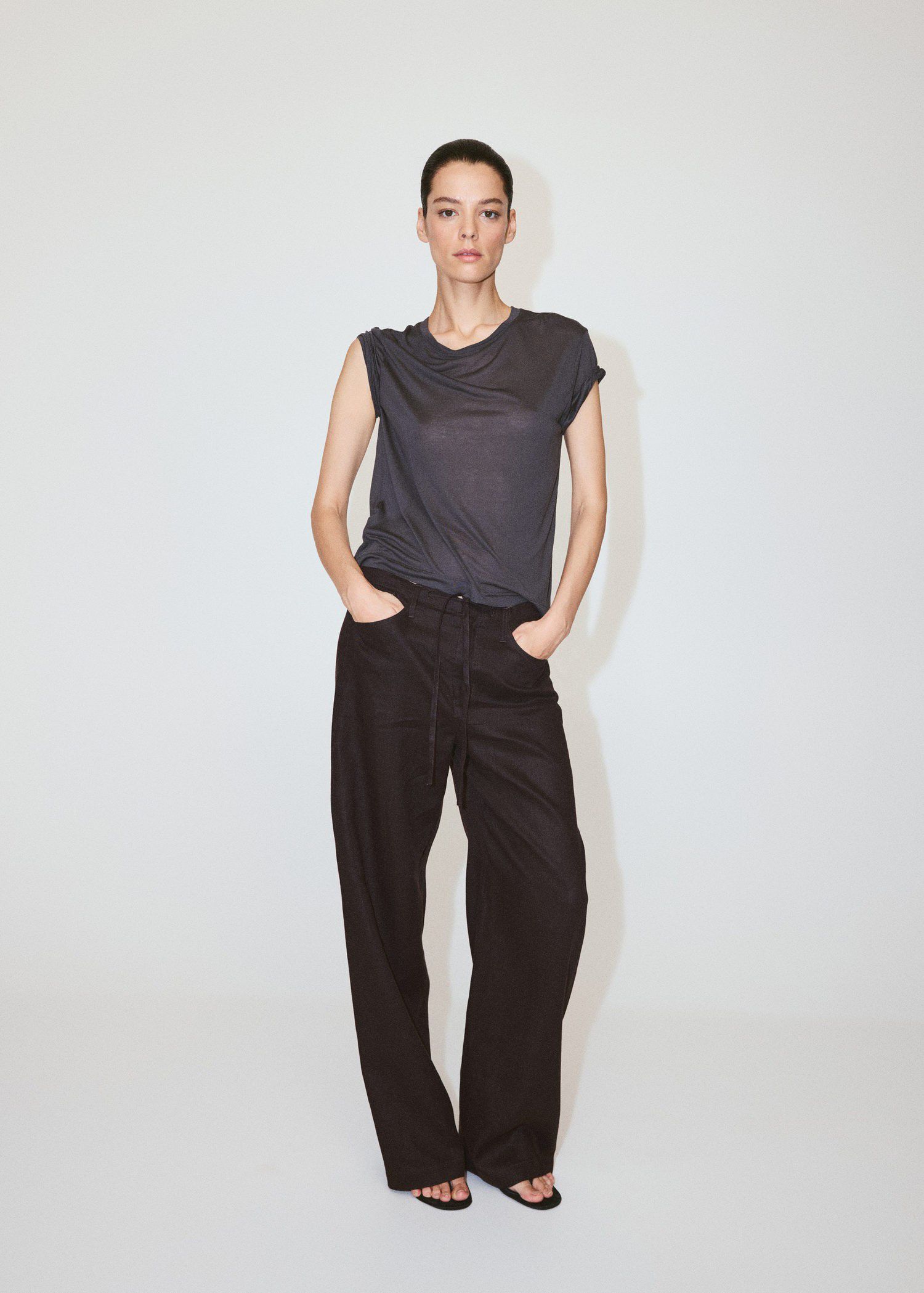 Bow linen trousers