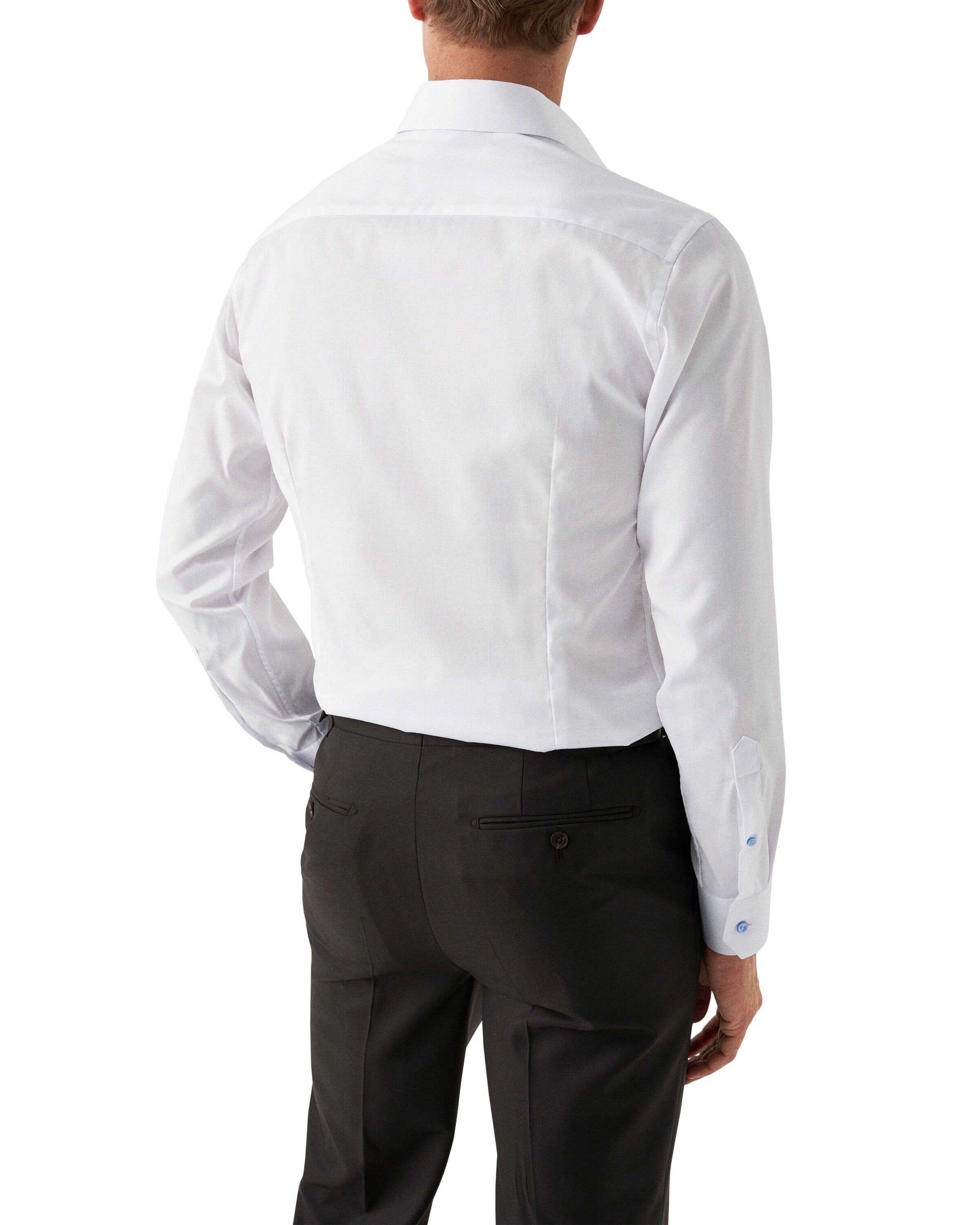White Twill Shirt Blue Details - Contemporary Fit