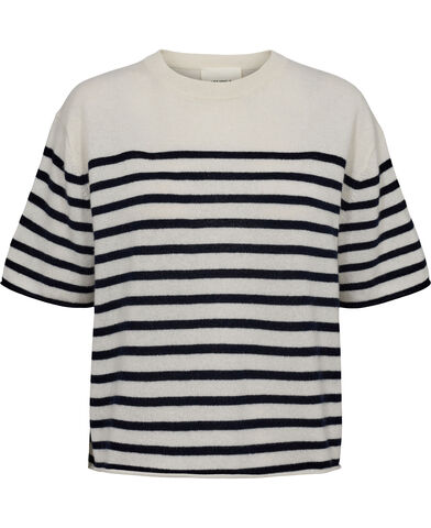 Cila Stripes T-shirt Cream/Navy Stripes Size 0