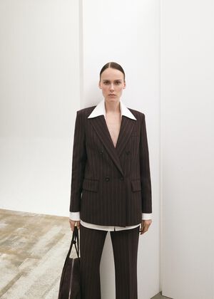 Double-breasted pinstripe suit jack