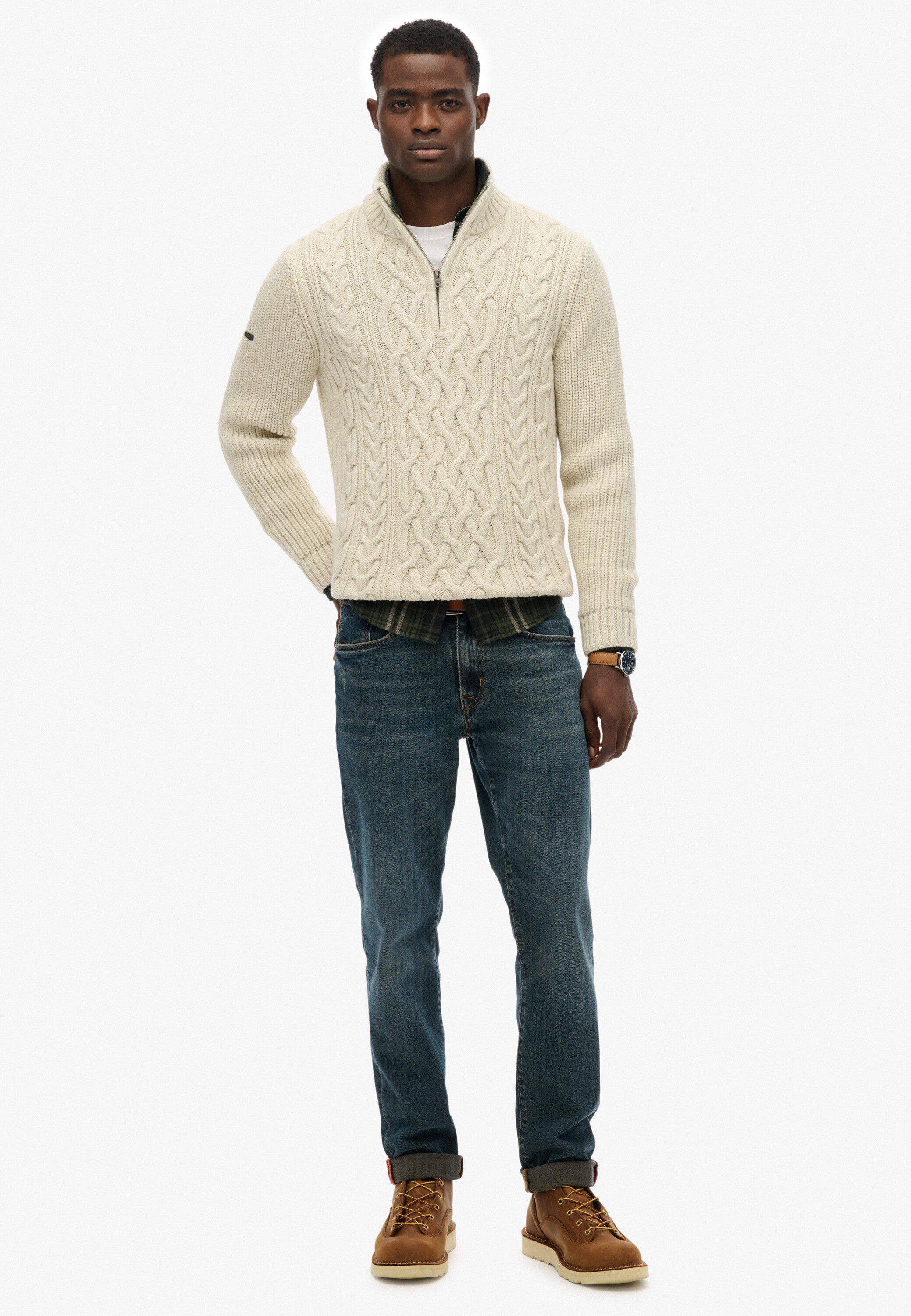 JACOB CABLE KNIT HALF ZIP