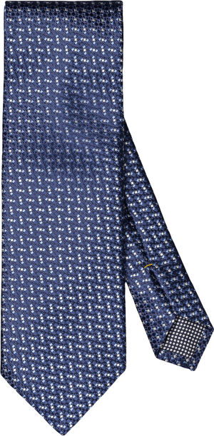 Dark Blue Geometric Woven Silk Tie