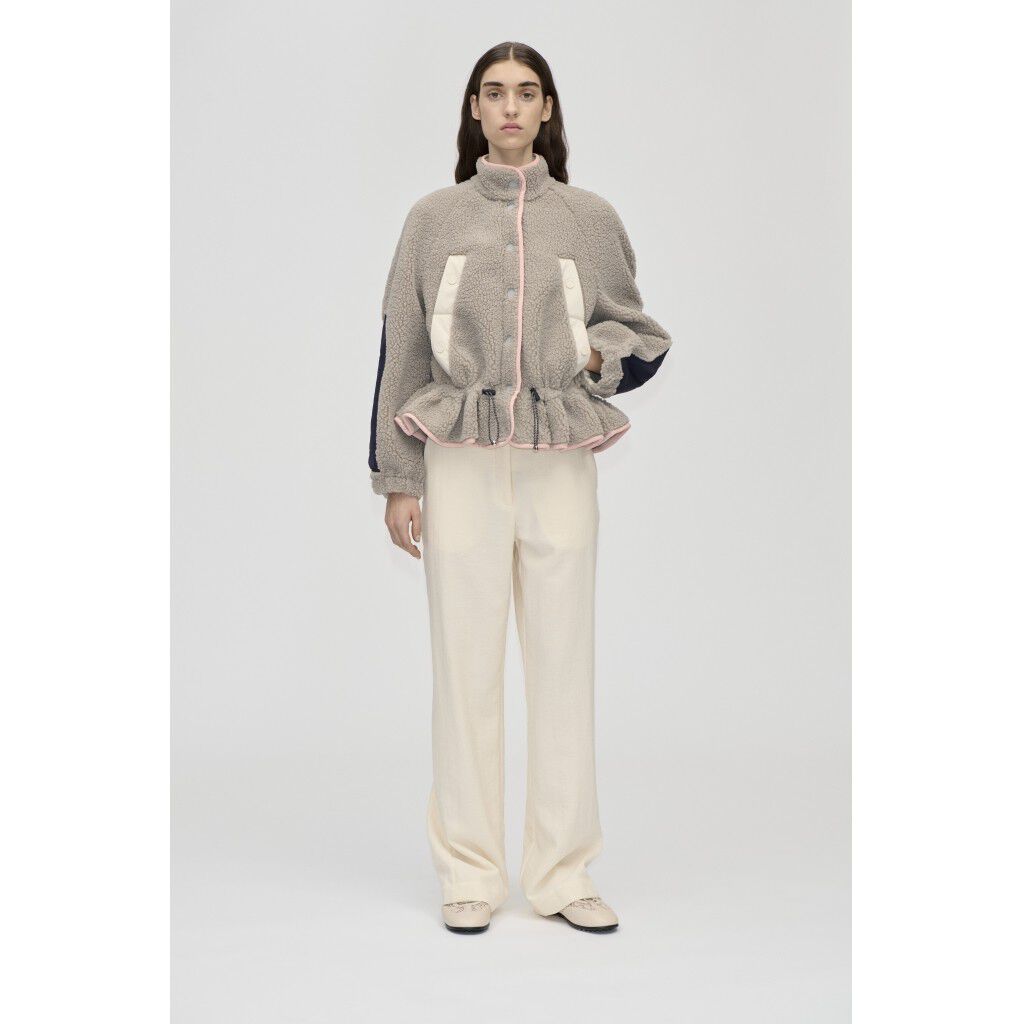 2412 Fleece / Nylon, Dropped Shoulder Gathered Jacket