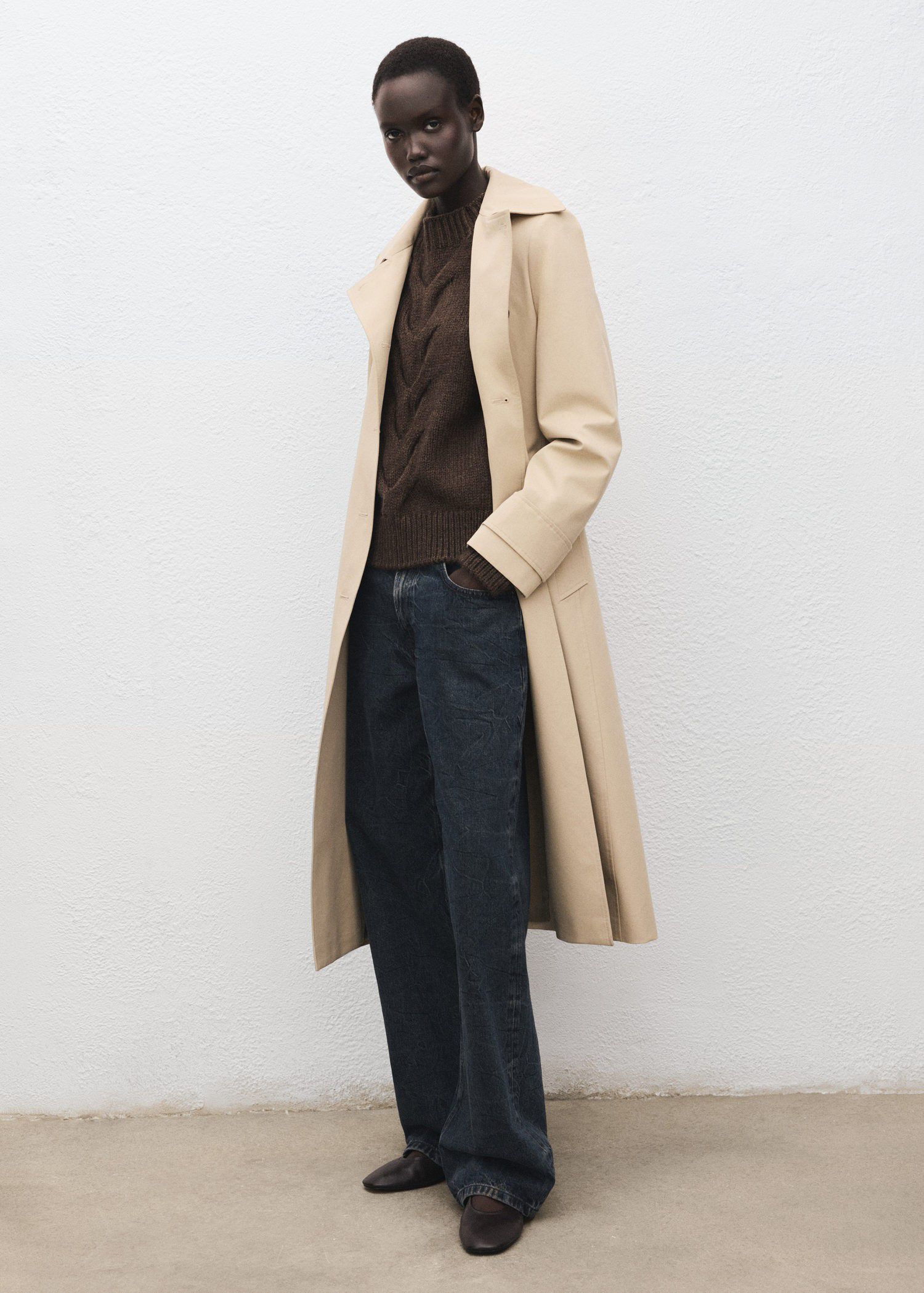 Braided sweater with perkins neck