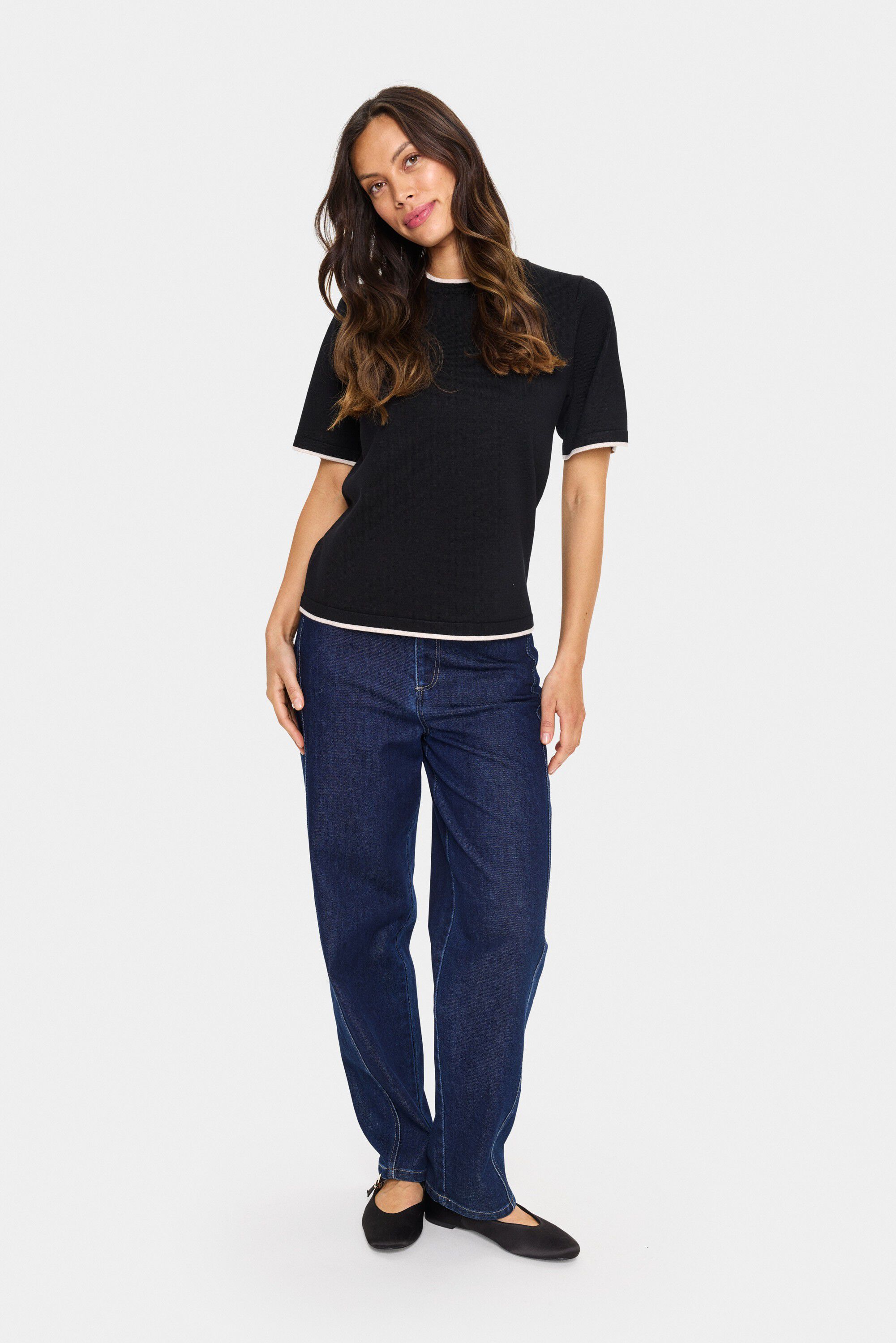 MilaSZ Contrast Stripe SS Pullover