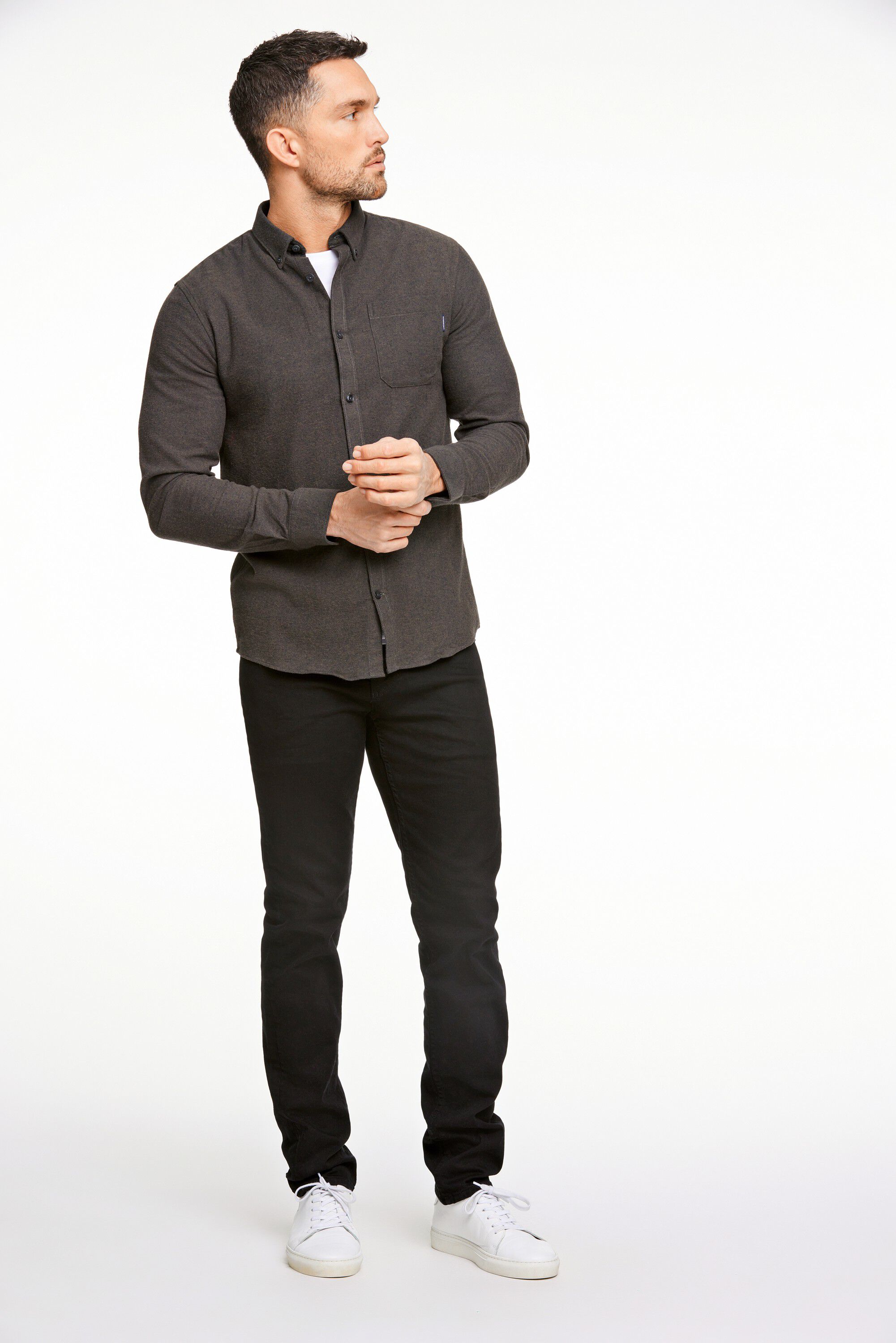 Brushed twill shirt L/S