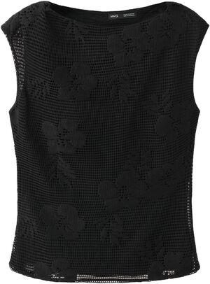 Asymmetric top with floral embroide