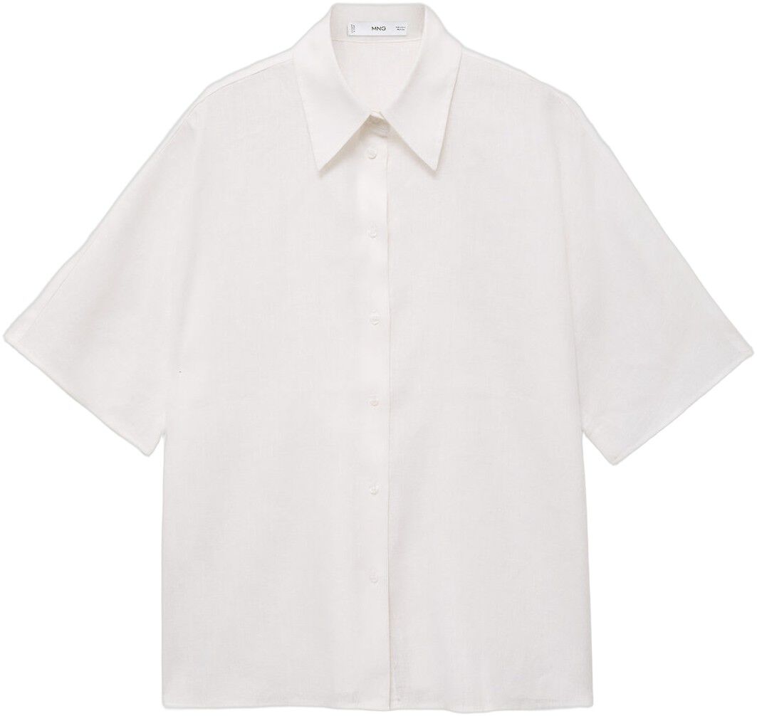 Short sleeve linen-blend shirt