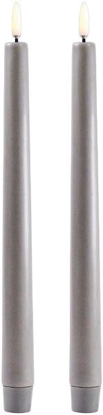 LED taper candle, Grey, Smooth, 2-pack, 2,3x25 cm (6/24)