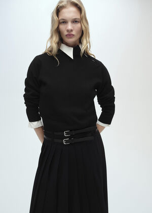Perkins-neck sweater with zip