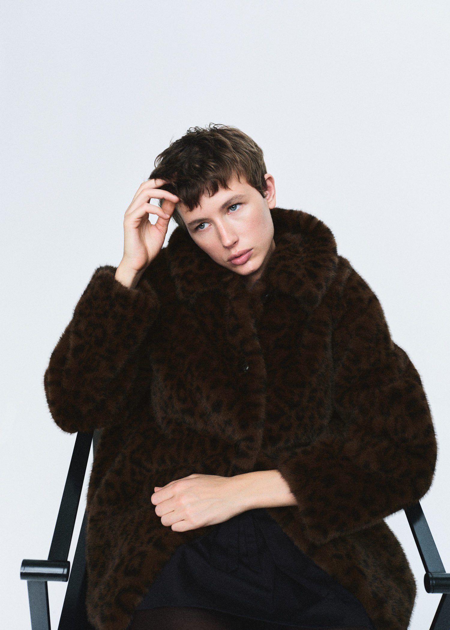 Leopard fur-effect coat