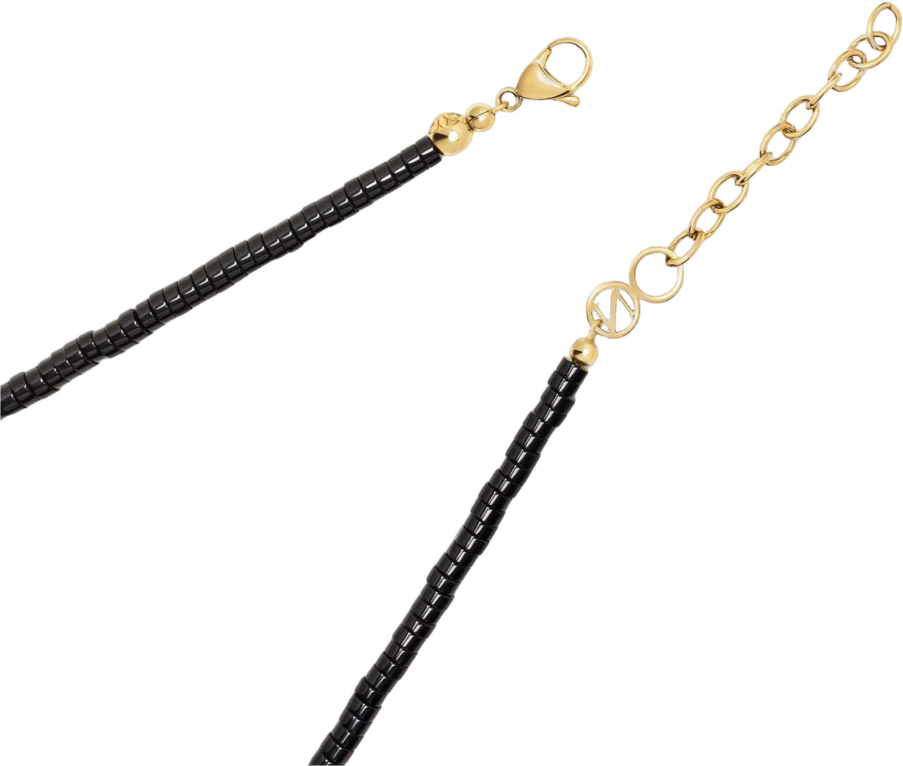 Women's Heishi Black Onyx Choker with Gold