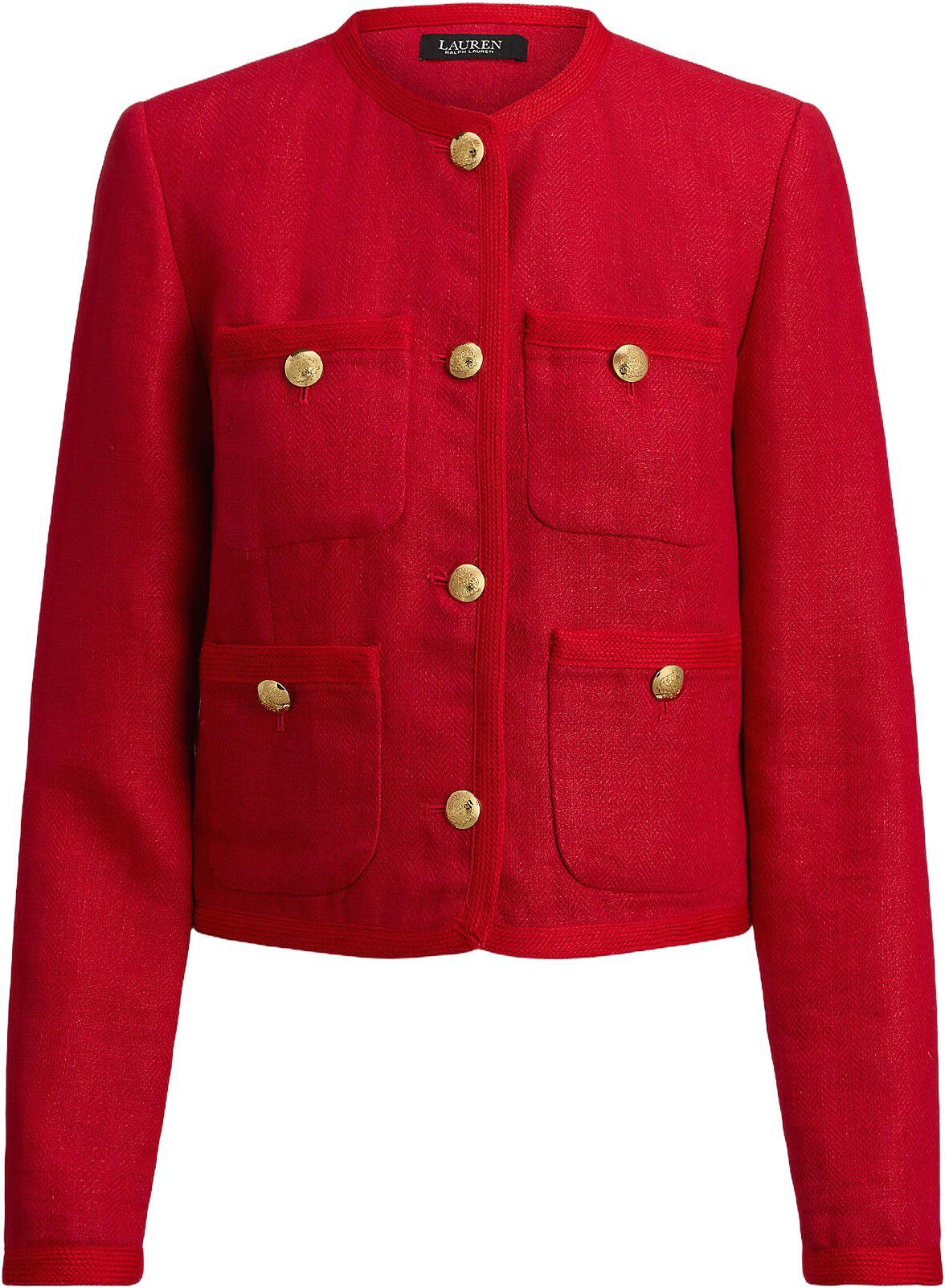 Linen Herringbone Cropped Jacket