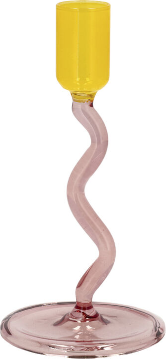 Ljusstake Styles 8,5 x 15,3 cm Rosa/Gul Glas