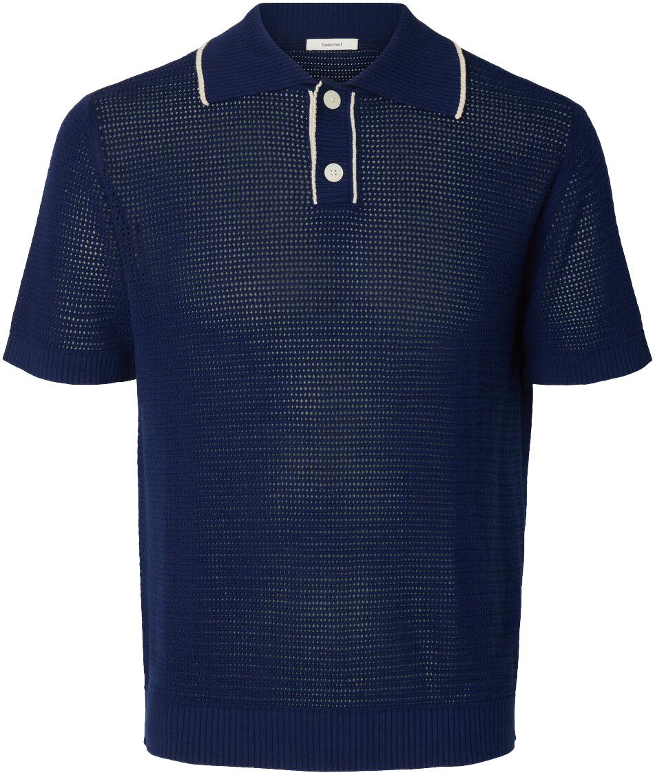Slhjesse Ss Knit Open Structure Polo