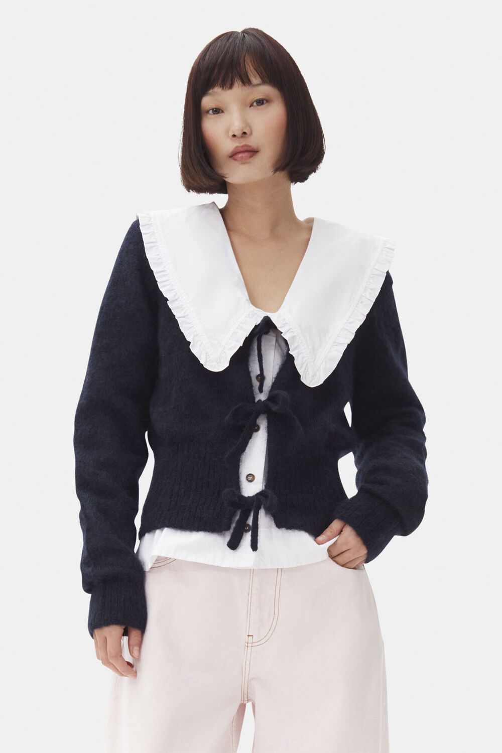 Light Mohair Tie String Cardigan