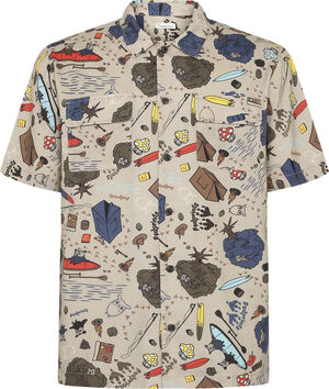Regular fit structured AOP short sleeved shirt - GOTS/Vegan