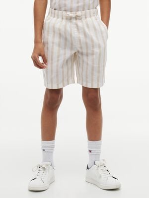 Linen Blend Stripe Relaxed Shorts