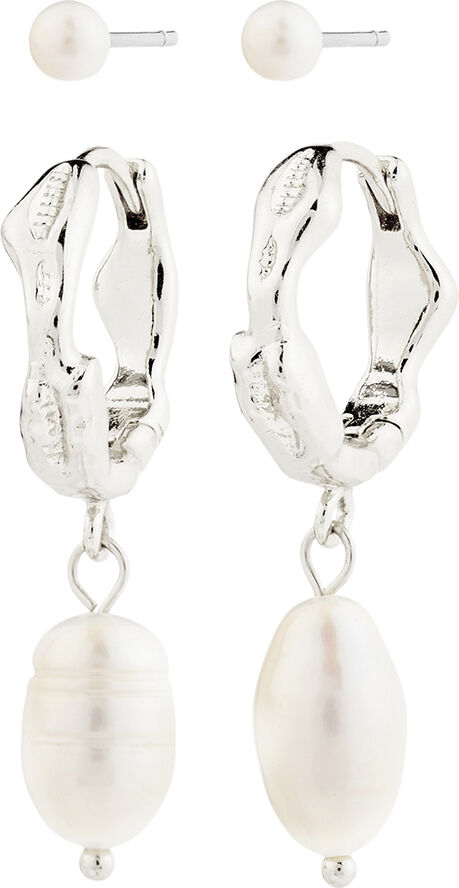 JONNE pearl earrings, 2-in-1 set, silver-plated