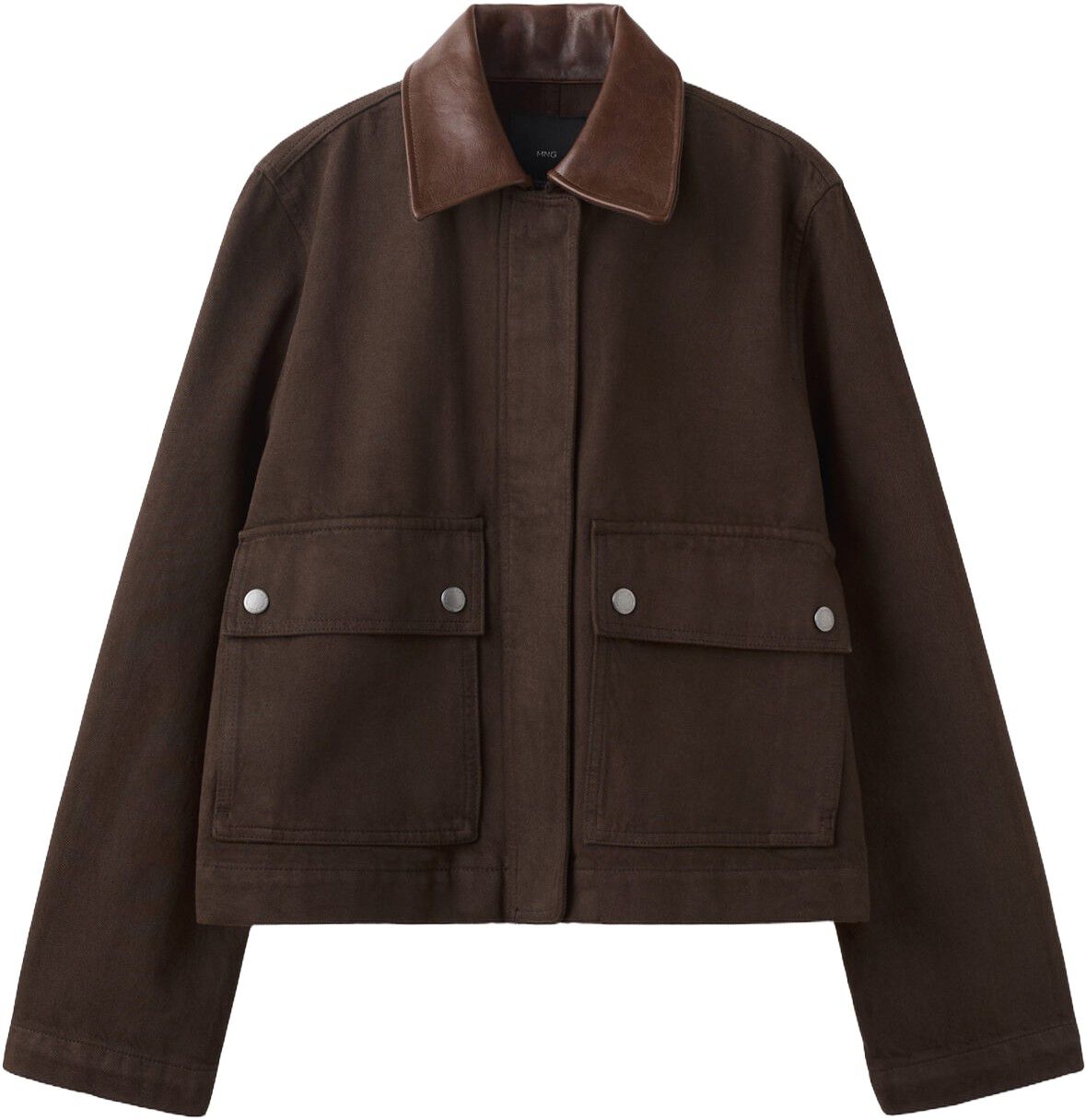 Denim parka with contrasting collar