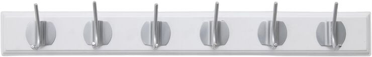 EDGY coat rack, 6 hooks - white w. chrome finish